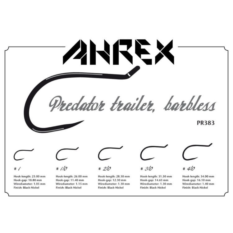 Ahrex Pr383 Trailer Hook, Barbless Pr #4/0 Fly Tying Hooks